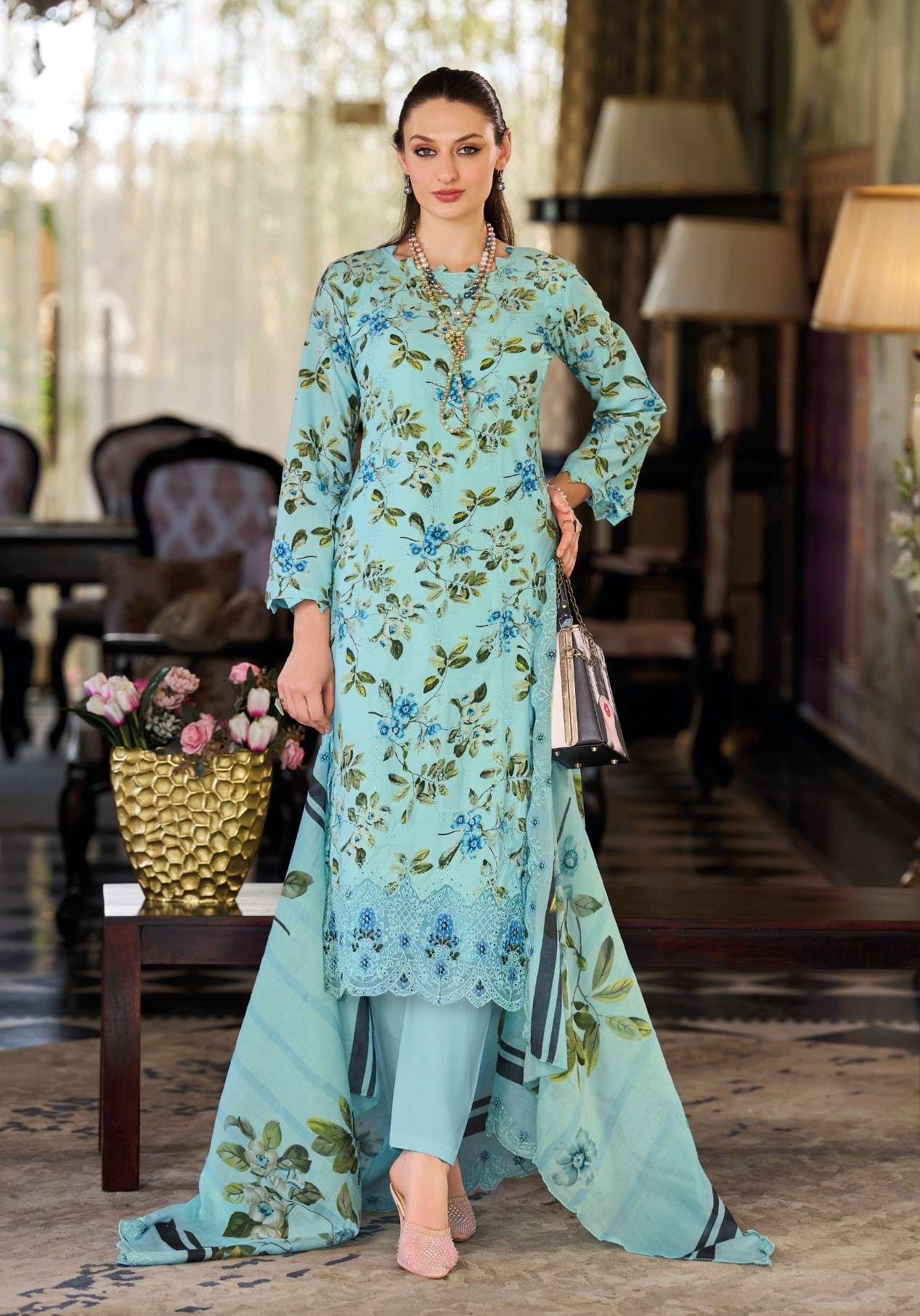 NOOR E ZAM CHIKANKARI COLLECTION BY HANIYA PRINT